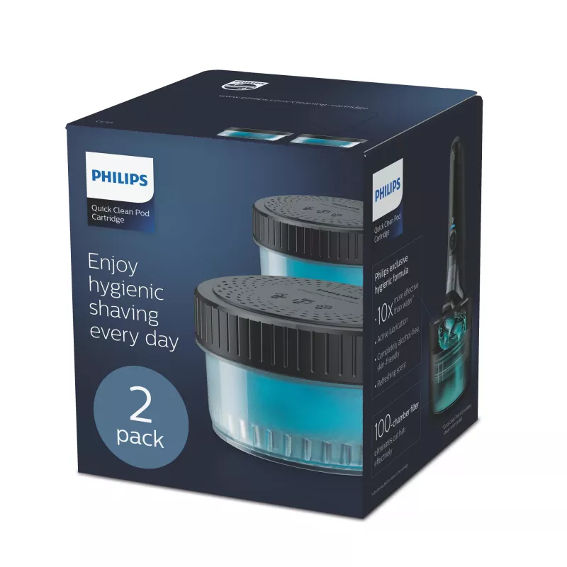 Philips Quick Clean Pod kasetė CC12/50 2 vnt. pakuotė valymo kasetės elektrinių skutimosi peiliukų galvutėms