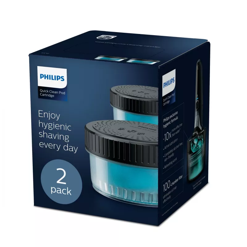 Philips Quick Clean Pod kasetė CC12/50 2 vnt. pakuotė valymo kasetės elektrinių skutimosi peiliukų galvutėms
