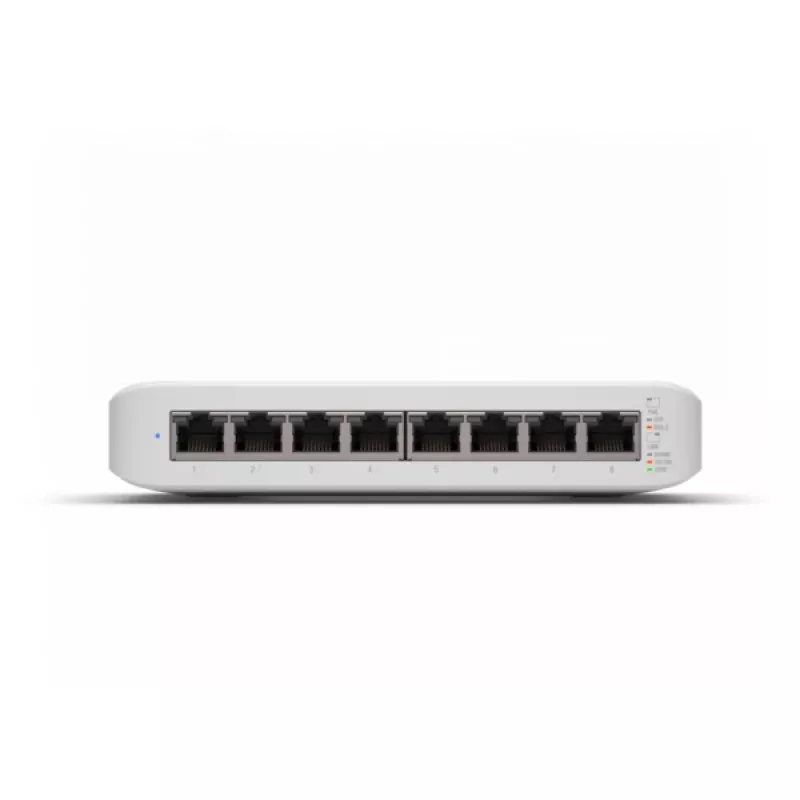 Valdomas komutatorius UBIQUITI UniFi Switch Lite 8 PoE L2, 8× Gigabit Ethernet, 4× PoE+ (30 W prievadui), 54 V DC, 60 W vartojimas