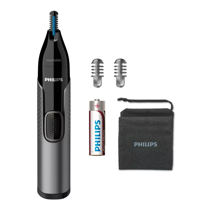 „Philips 3000 series“ nosies plaukelių kirpimo mašinėlė „Series 3000 NT3650/16“ plaunama nosies, ausų ir antakių kirpimo mašinėlė su 2 šukomis