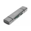 DIGITUS kombinuotas kortelių skaitytuvas su USB šakotuvu (USB-C + USB 3.0) 1x SD, 1x MicroSD, 1x USB 3.0, pilka