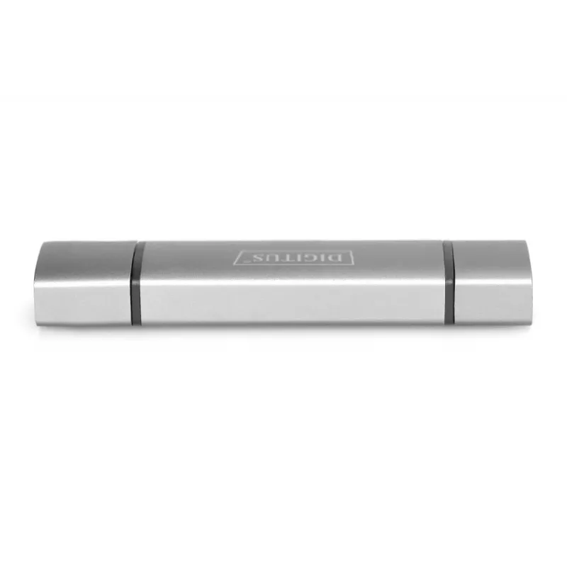 DIGITUS kombinuotas kortelių skaitytuvas su USB šakotuvu (USB-C + USB 3.0) 1x SD, 1x MicroSD, 1x USB 3.0, pilka