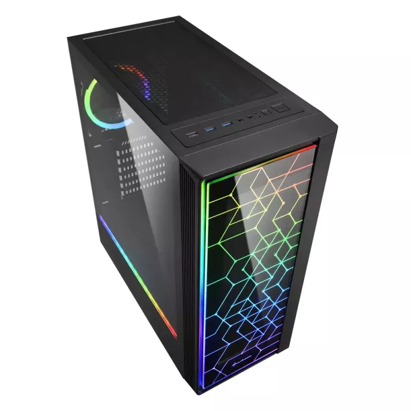PC korpusas Sharkoon RGB LIT 100 Midi Tower juodas