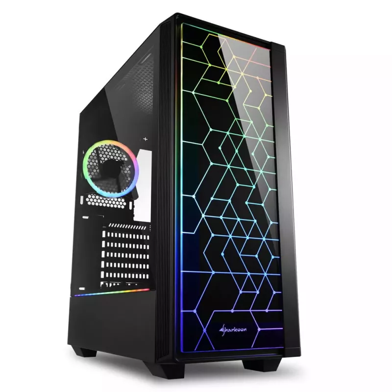 PC korpusas Sharkoon RGB LIT 100 Midi Tower juodas