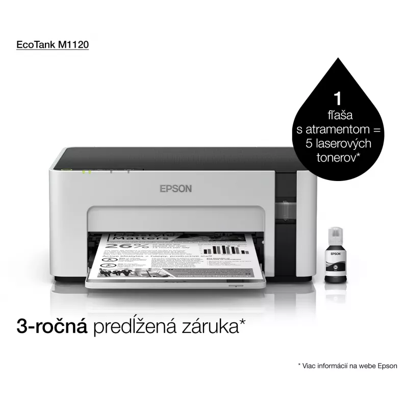 Rašalinis spausdintuvas Epson EcoTank ET-M1120 — vienspalvis, A4, 1440x720 DPI, „Wi‑Fi“, papildomas rašalo bakelis