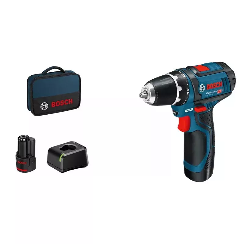 Bosch Akku-Bohrschrauber 12 V Li-Ion 1300 RPM Juoda, Blue, Red