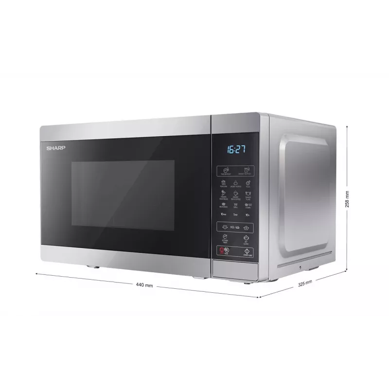 Sharp YC-MG02E-S mikrobangų krosnelė Juoda, Plieninė Kombinuota mikrobangų krosnelė Stalviršio 20 L 800 W