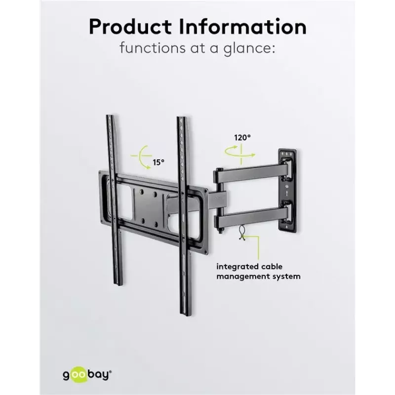 Goobay TV sieninis laikiklis Basic FULLMOTION M 35 kg 32-55 col.