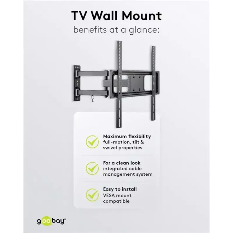 Goobay TV sieninis laikiklis Basic FULLMOTION M 35 kg 32-55 col.