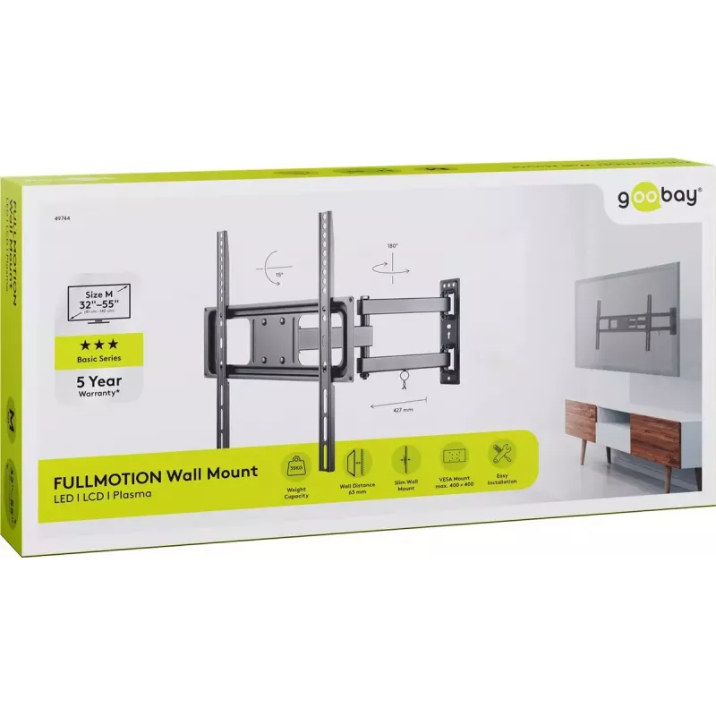 Goobay TV sieninis laikiklis Basic FULLMOTION M 35 kg 32-55 col.