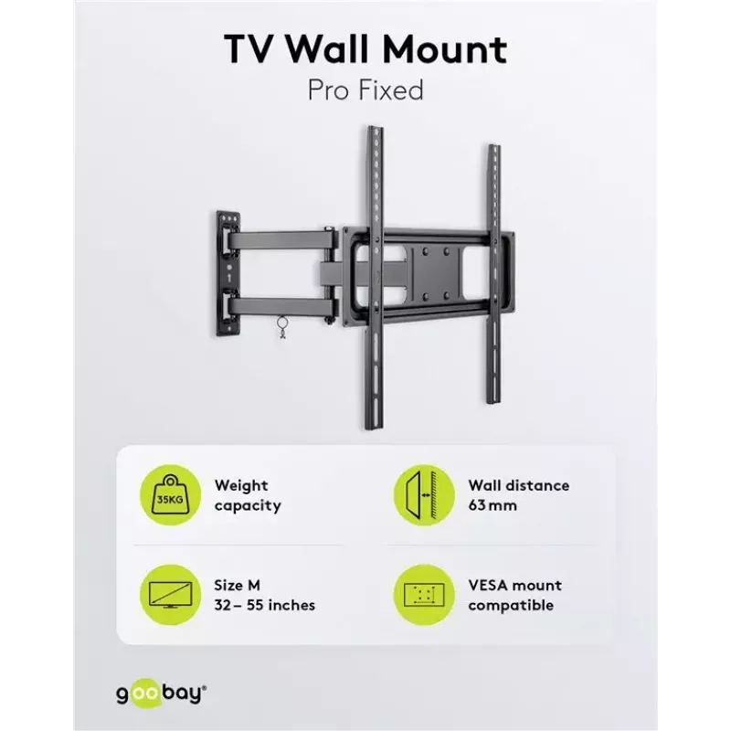 Goobay TV sieninis laikiklis Basic FULLMOTION M 35 kg 32-55 col.