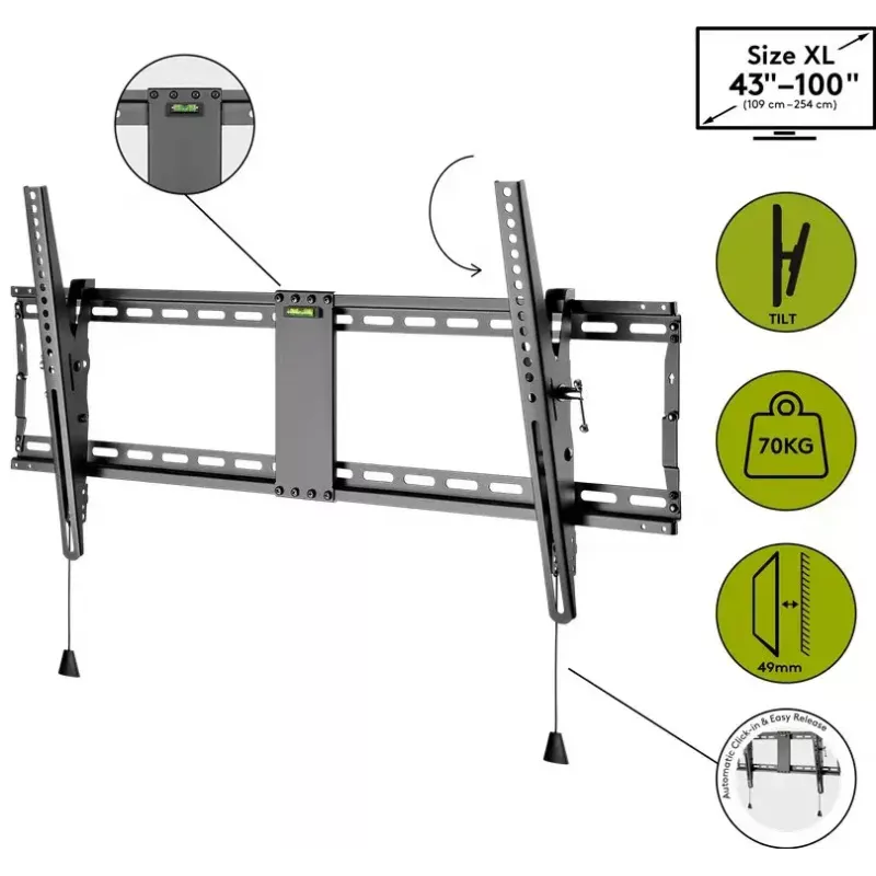 Wentronic Pro TILT (XL) 2,54 m (100 colių) juodas TV laikiklis 70 kg