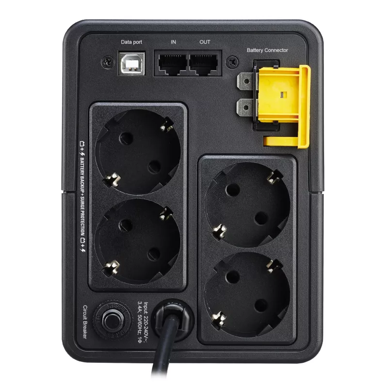 APC Back-UPS, 750VA, bokštinis, 230V, 4x CEE 7/7 Schuko lizdai, AVR