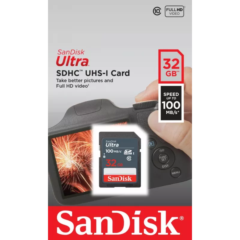 WESTERN DIGITAL SanDisk Ultra 32GB SDHC atminties kortelė 100 MB/s (SDSDUNR-032G-GN3IN)