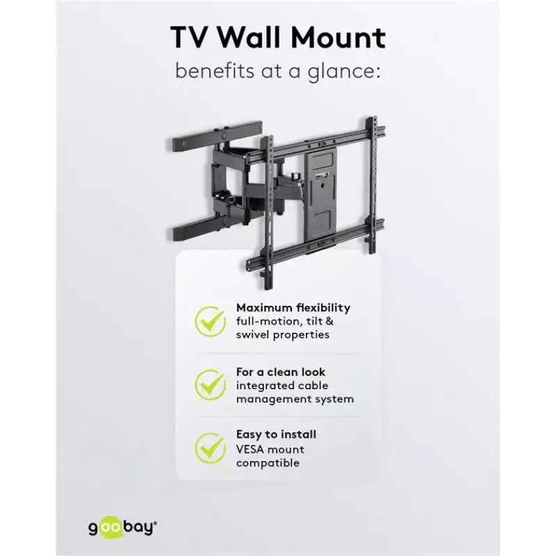 Goobay TV sieninis laikiklis Pro FULLMOTION (L) 60 kg 37–70 colių
