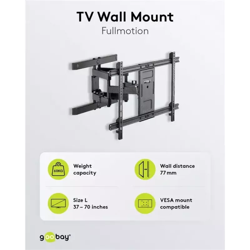 Goobay TV sieninis laikiklis Pro FULLMOTION (L) 60 kg 37–70 colių