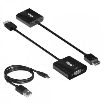 CLUB3D CAC-1302 vaizdo kabelio adapteris 0,5 m HDMI A tipo (standartinis) VGA (D-Sub) juodas