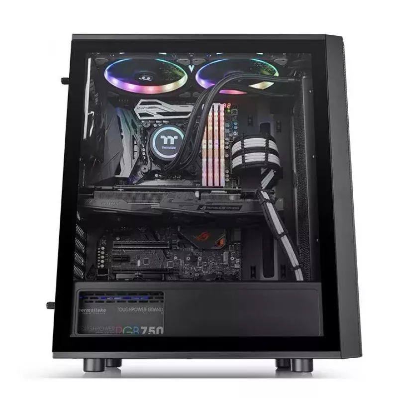 PC korpusas Thermaltake Versa J25 TG RGB Midi Tower juodas