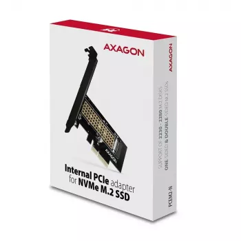 AXAGON ECO PCEM2-N PCIe NVMe M.2 adapteris, vidinis adapteris PCI-Express x4, skirtas prijungti NVMe M.2 SSD kietąjį diską prie kompiuterio