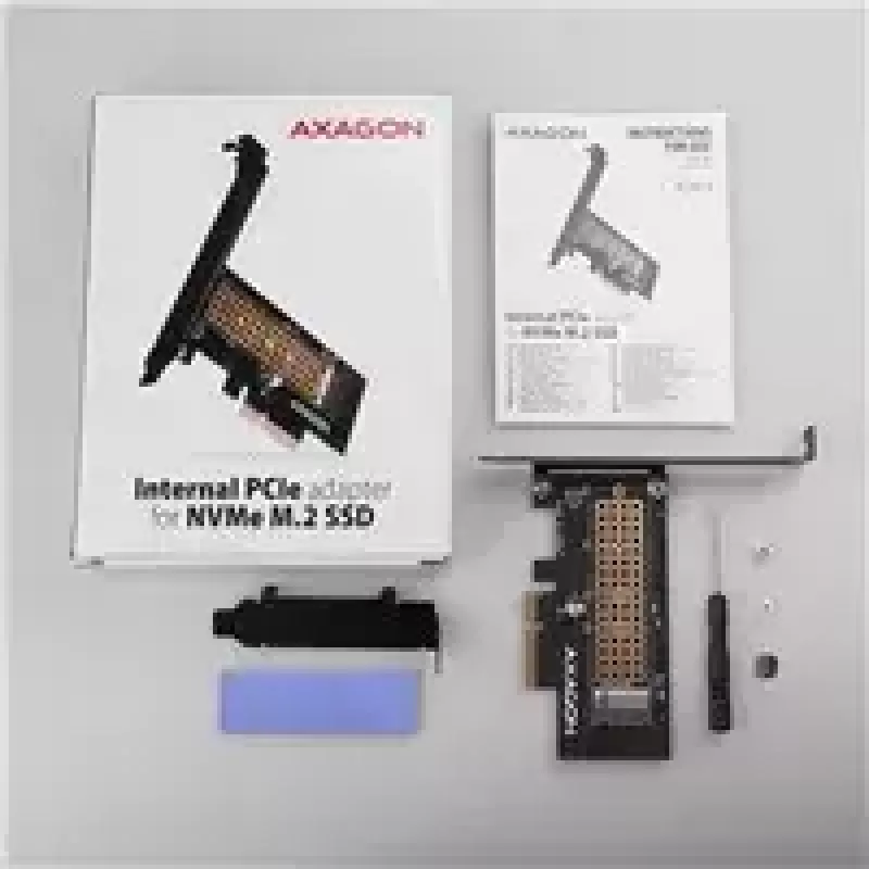 AXAGON ECO PCEM2-N PCIe NVMe M.2 adapteris, vidinis adapteris PCI-Express x4, skirtas prijungti NVMe M.2 SSD kietąjį diską prie kompiuterio