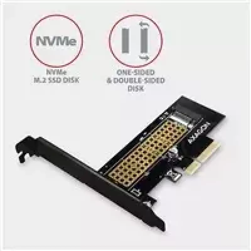 AXAGON ECO PCEM2-N PCIe NVMe M.2 adapteris, vidinis adapteris PCI-Express x4, skirtas prijungti NVMe M.2 SSD kietąjį diską prie kompiuterio