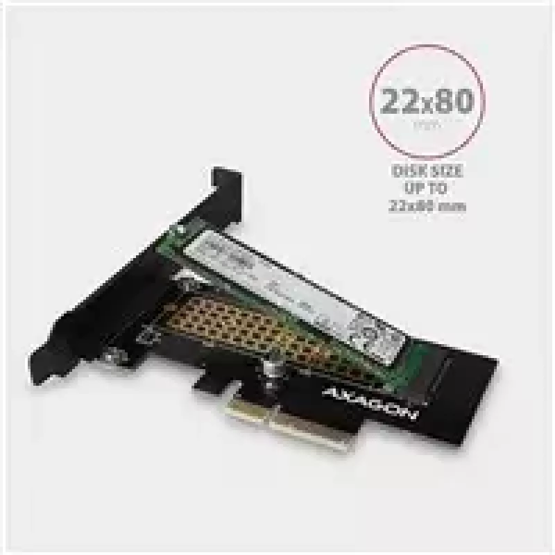 AXAGON ECO PCEM2-N PCIe NVMe M.2 adapteris, vidinis adapteris PCI-Express x4, skirtas prijungti NVMe M.2 SSD kietąjį diską prie kompiuterio