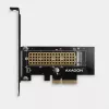AXAGON ECO PCEM2-N PCIe NVMe M.2 adapteris, vidinis adapteris PCI-Express x4, skirtas prijungti NVMe M.2 SSD kietąjį diską prie kompiuterio