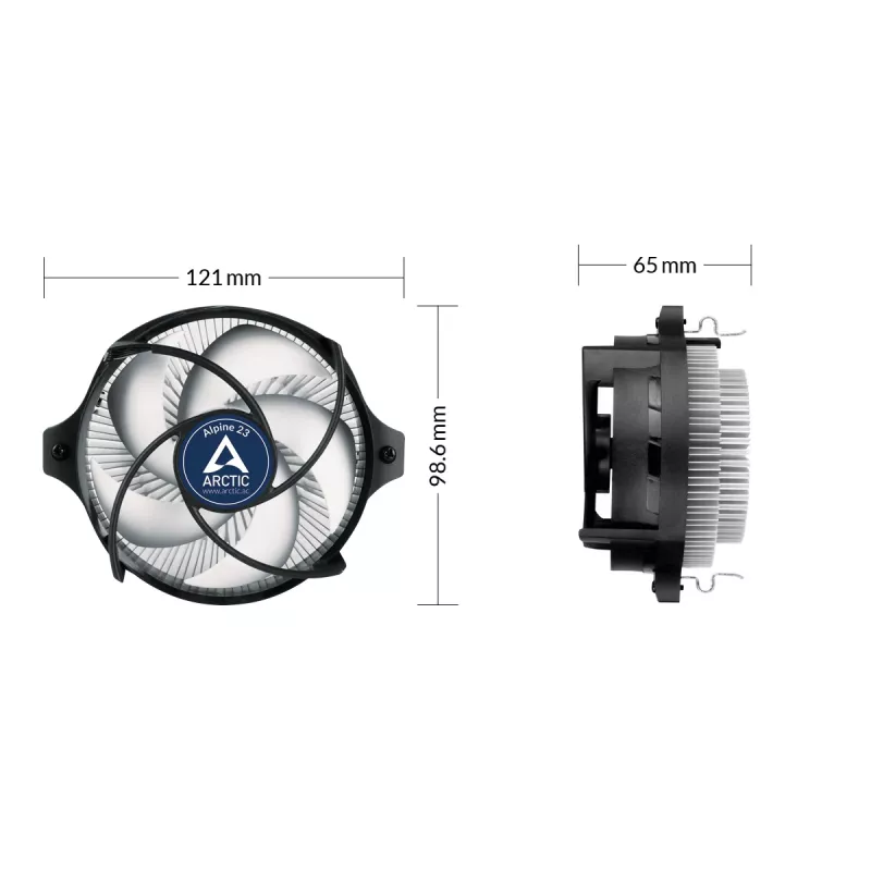 ARCTIC Alpine 23 - Compact AMD CPU-Cooler Processor Air cooler 9 cm Aluminium, Juoda 1 vnt.