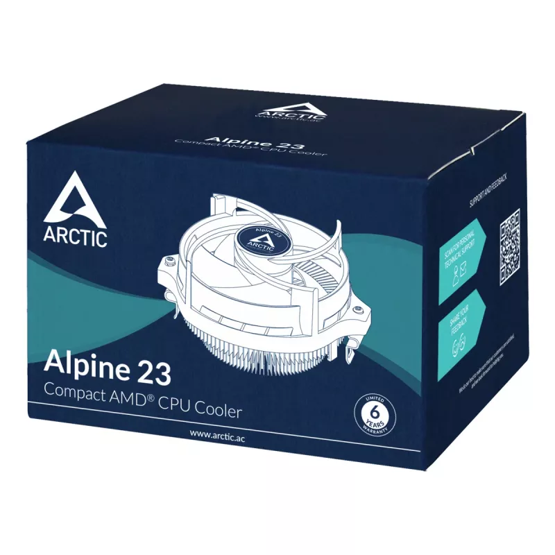ARCTIC Alpine 23 - Compact AMD CPU-Cooler Processor Air cooler 9 cm Aluminium, Juoda 1 vnt.