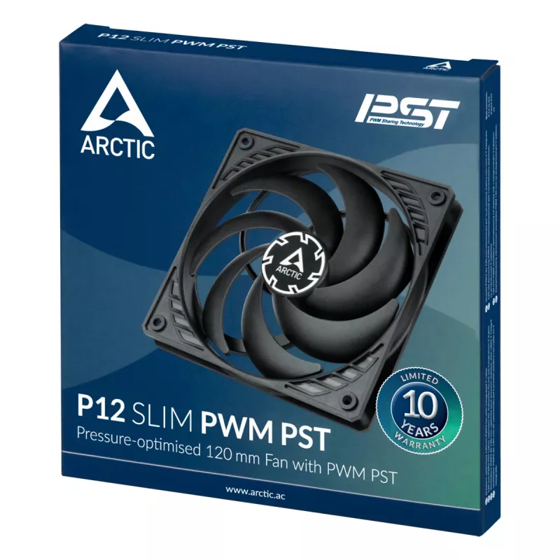 ARCTIC P12 Slim PWM PST slėgiui optimizuotas 120 mm PWM ventiliatorius su integruotu Y kabeliu
