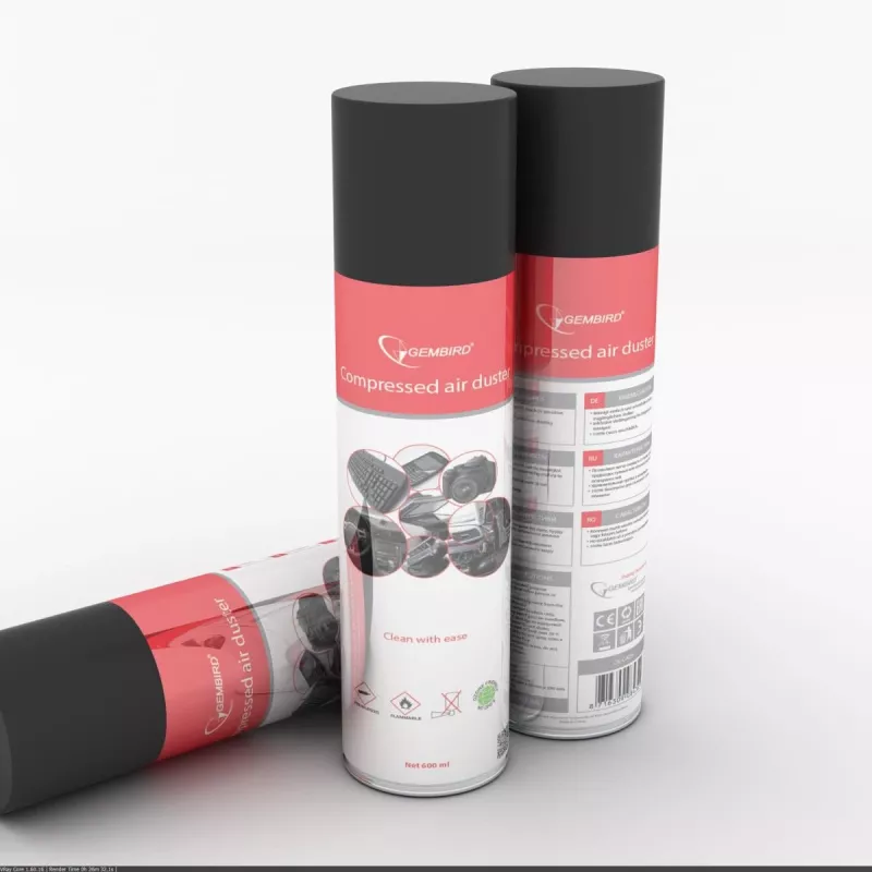 Suspausto oro dulkių valytuvas GEMBIRD CK-CAD-FL600-01 — 600 ml, 0,06 baro, degus aerozolis