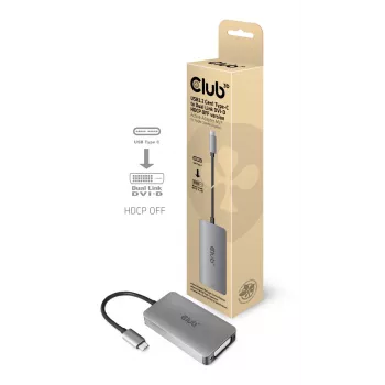 CLUB3D USB3.2 Gen1 Type-C į Dual Link DVI-D HDCP OFF versijos aktyvus adapteris M/F, skirtas Apple Cinema Displays