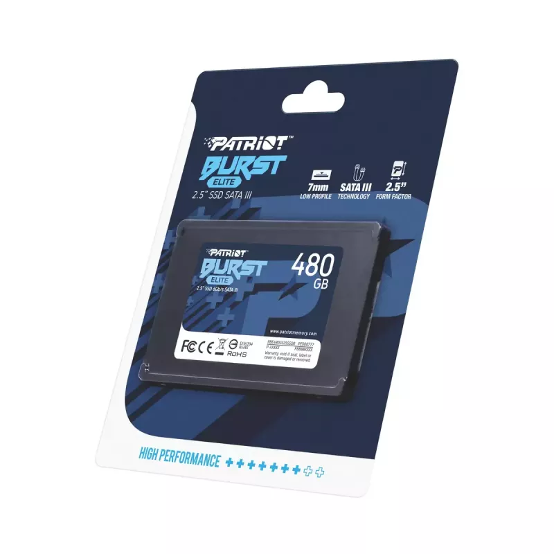 2.5 col. SATA SSD PATRIOT Burst Elite 480GB — 450 MB/s skaitymas, 320 MB/s rašymas, 2.5 col. SATA III, 7 mm
