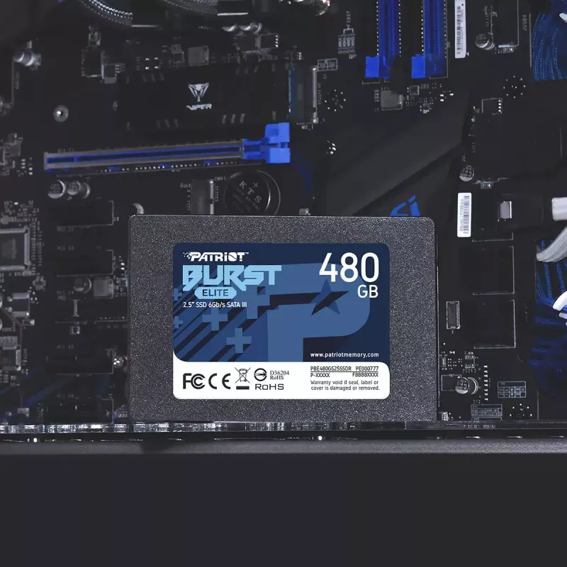 2.5 col. SATA SSD PATRIOT Burst Elite 480GB — 450 MB/s skaitymas, 320 MB/s rašymas, 2.5 col. SATA III, 7 mm
