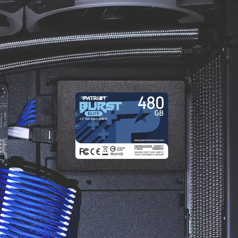 2.5 col. SATA SSD PATRIOT Burst Elite 480GB — 450 MB/s skaitymas, 320 MB/s rašymas, 2.5 col. SATA III, 7 mm