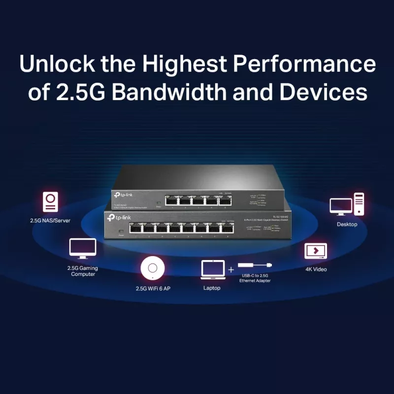 Nevaldomas jungiklis TP-Link TL-SG105-M2 5 prievadų 2,5G darbalaukio jungiklis