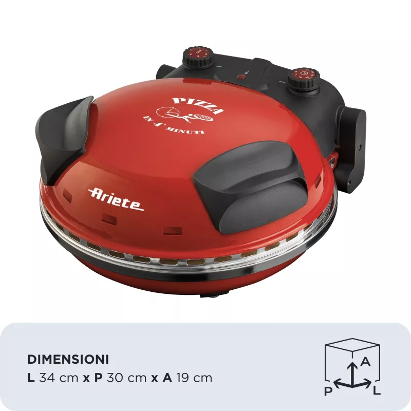 Picos krosnelė Ariete 0909/10 1200 W juoda raudona 1 pica 33 cm