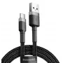 BASEUS pintas Cafule greito įkrovimo kabelis - USB Typee-A į Type-C 2A - 3m - pilkas/juodas (nailonas)