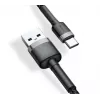 BASEUS pintas Cafule greito įkrovimo kabelis - USB Typee-A į Type-C 2A - 3m - pilkas/juodas (nailonas)