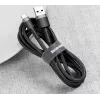 BASEUS pintas Cafule greito įkrovimo kabelis - USB Typee-A į Type-C 2A - 3m - pilkas/juodas (nailonas)