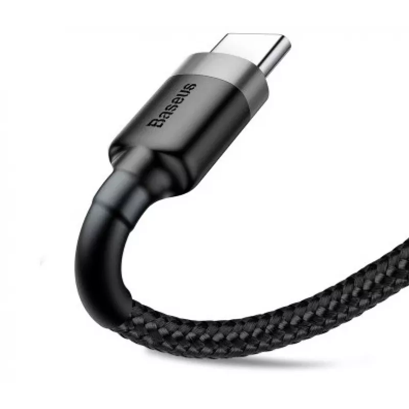 BASEUS pintas Cafule greito įkrovimo kabelis - USB Typee-A į Type-C 2A - 3m - pilkas/juodas (nailonas)