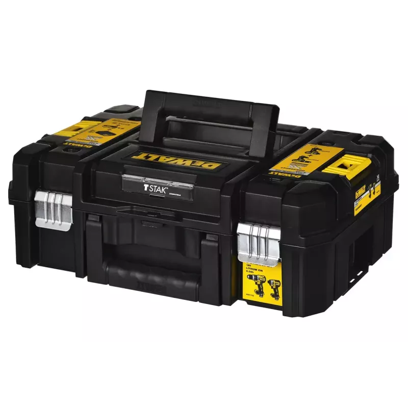 Belaidis elektrinių įrankių komplektas DeWalt DCK266P2T — 18V, 2×5.0Ah baterijos, smūginis suktuvas ir kombinuotas gręžtuvas, įkroviklis, dėklas