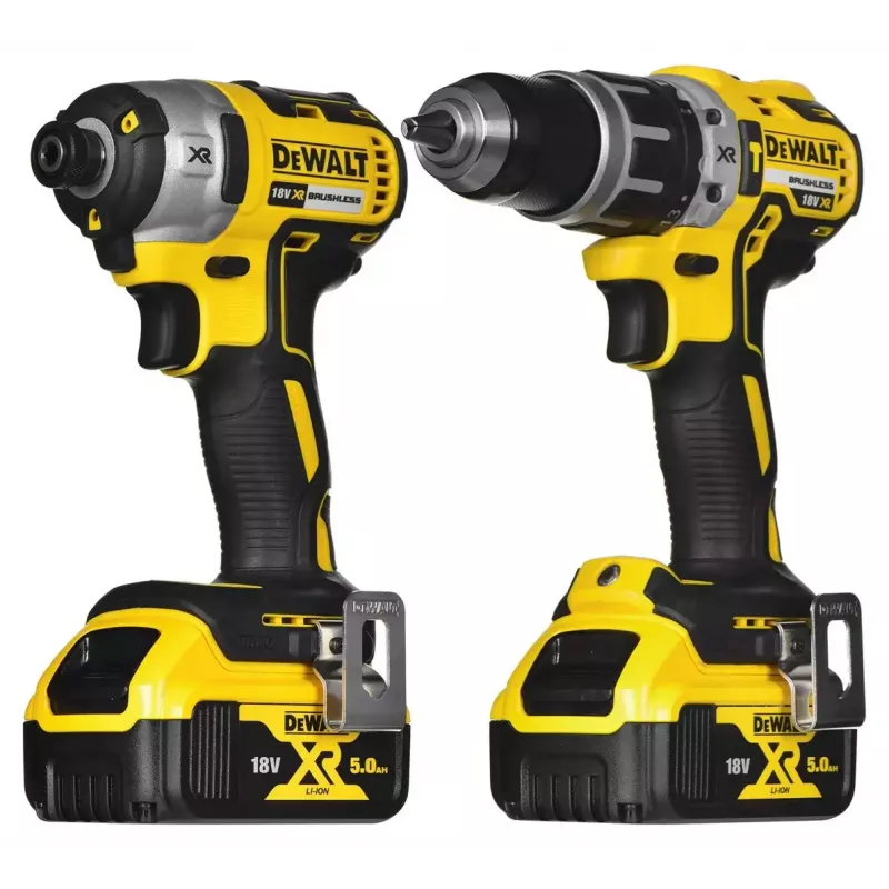 Belaidis elektrinių įrankių komplektas DeWalt DCK266P2T — 18V, 2×5.0Ah baterijos, smūginis suktuvas ir kombinuotas gręžtuvas, įkroviklis, dėklas