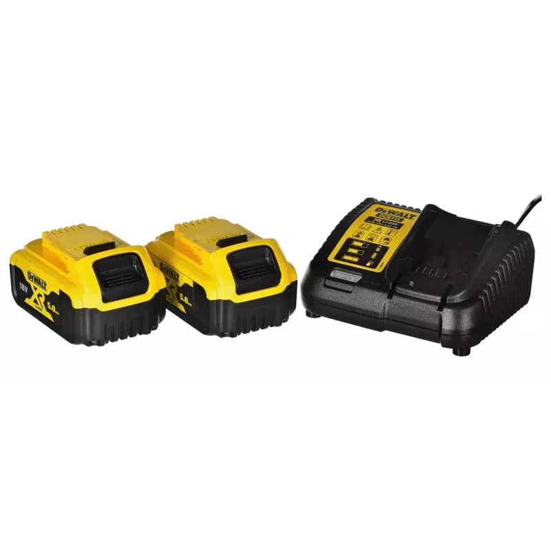 Belaidis elektrinių įrankių komplektas DeWalt DCK266P2T — 18V, 2×5.0Ah baterijos, smūginis suktuvas ir kombinuotas gręžtuvas, įkroviklis, dėklas