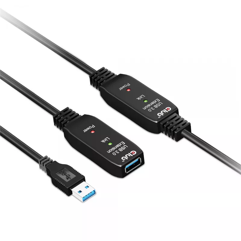 CLUB3D USB 3.2 Gen1 aktyvusis kartotuvo kabelis 10 m / 32.8ft M/F 28AWG