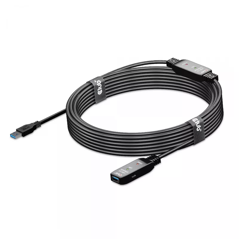 CLUB3D USB 3.2 Gen1 aktyvusis kartotuvo kabelis 10 m / 32.8ft M/F 28AWG