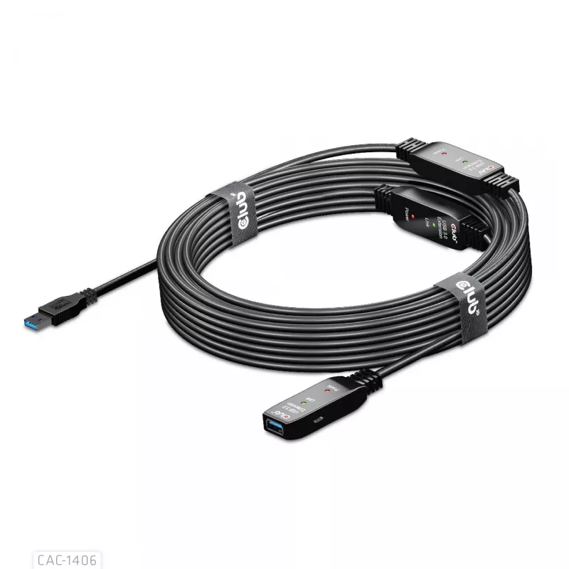 CLUB3D USB 3.2 Gen1 aktyvus kartotuvo kabelis 15 m/ 49.2 ft M/F 28AWG