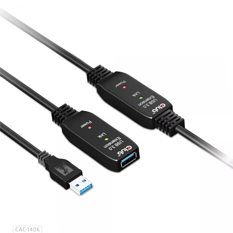 CLUB3D USB 3.2 Gen1 aktyvus kartotuvo kabelis 15 m/ 49.2 ft M/F 28AWG