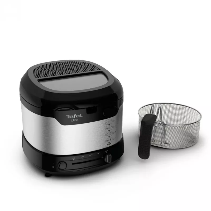 Tefal Uno FF215D vienos talpos 1,8 L atskirai pastatoma 1600 W gruzdintuvė Juoda, Nerūdijantis plienas