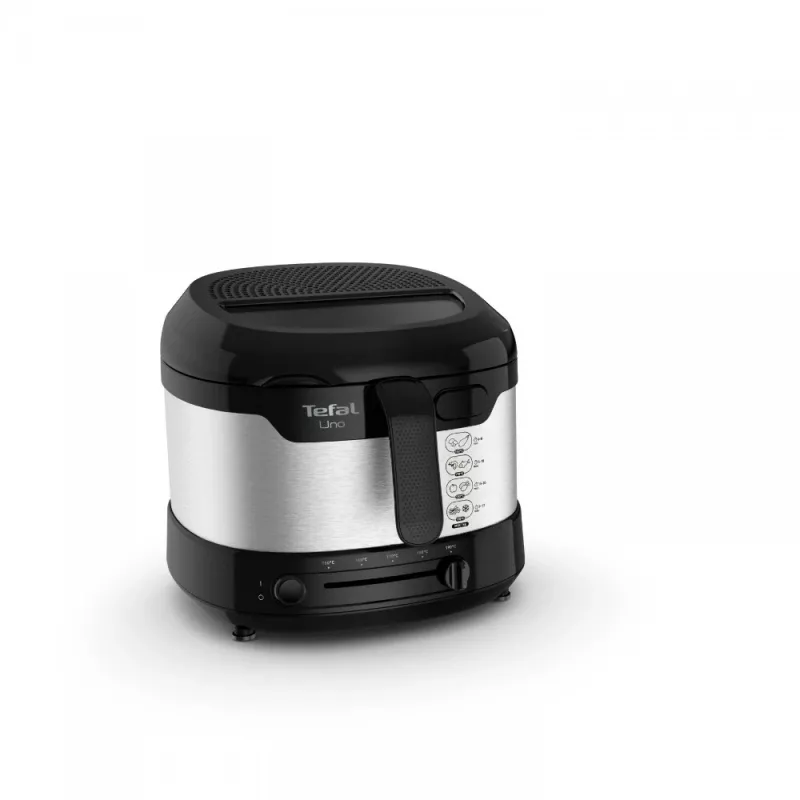 Tefal Uno FF215D vienos talpos 1,8 L atskirai pastatoma 1600 W gruzdintuvė Juoda, Nerūdijantis plienas